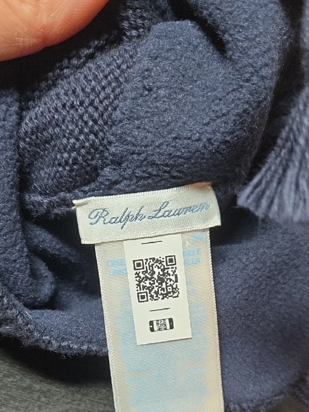Ralph Lauren Navy Earflap Knit Hat with Red Pony
